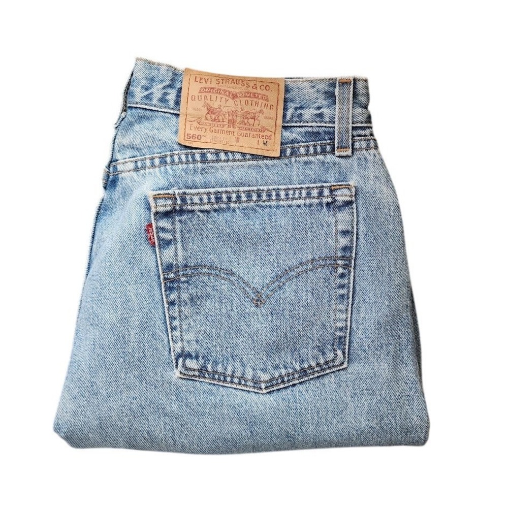 LEVIS VTG 90s 560 Loose Fit High Rise Light Wash Denim Jeans USA Made 14 M